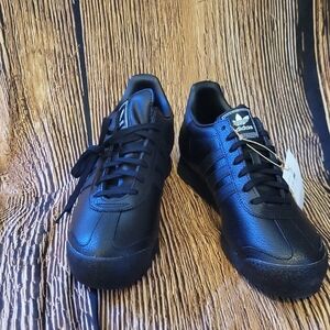 Adidas Black Low-Top Sneakers with Leather Upper